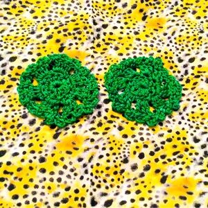 Lime-Green Dream ~ Crochet Earings~ (Lrg) Round.